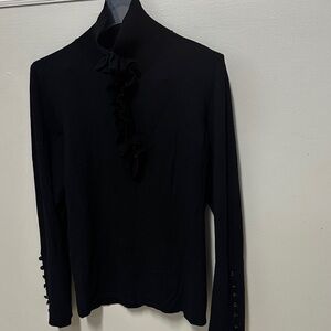 Etcetera Black Ruffle Neck Blouse